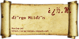 Ürge Milán névjegykártya