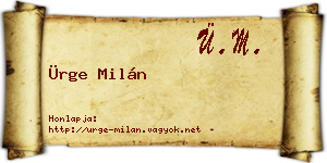 Ürge Milán névjegykártya